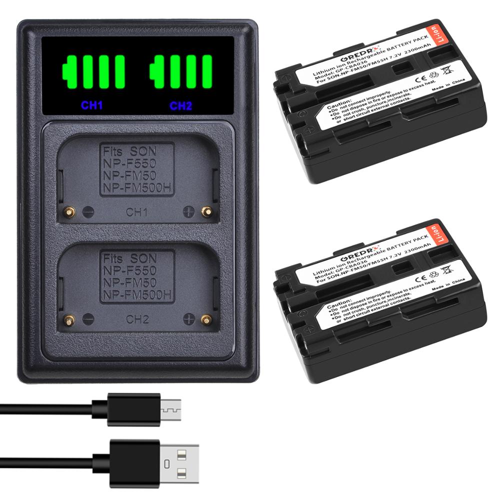 Batería de NP-FM50 para Sony NP, FM50, FM55H, NP-FM55H, NP-FM30, NP-FM50, NP-FM51, NP-FM70, NP-FM71 NP, QM71, QM71D, FM90, 2 uds.: 2B with XT Charger