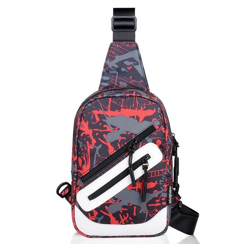 2pcs Bag Set Boys School Bags Waterproof Large Backpack Teenagers Bagpack High School Backpack for Boy Girls Student Chest Bag: Red gray graffiti X