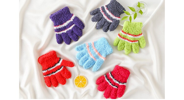 Winter Warme Baby Handschuhe Kinder Gestrickte Stretch Fäustlinge Kinder Flauschigen Mädchen Handschuhe Volle Finger Handschuh Gestrickte Gelegentliche Jungen Handschuhe