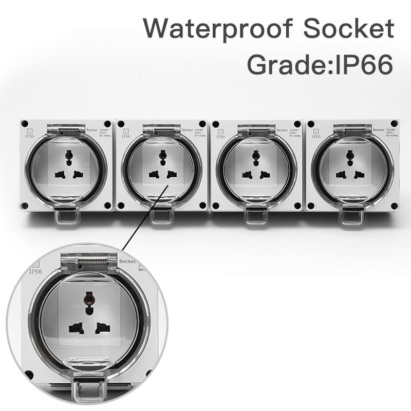 Waterdichte Universele Socket Ce-certificering Waterdichte Outdoor Doos Stopcontact Geschakeld Outlet