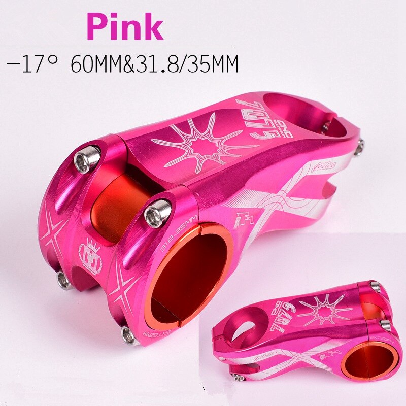 Felice Mtb Fiets Stuurpen Ultralight Fiets Stuur Riser-17 Graden 60 Mm Grote Wiel Diameter Xc/Am 31.8/35 Mm: Felice pink