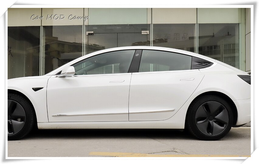 Para Tesla modelo 3 accesorios exteriores ABS cromado puerta lateral moldura tiras cubierta recortada 4 Uds estilo Coche