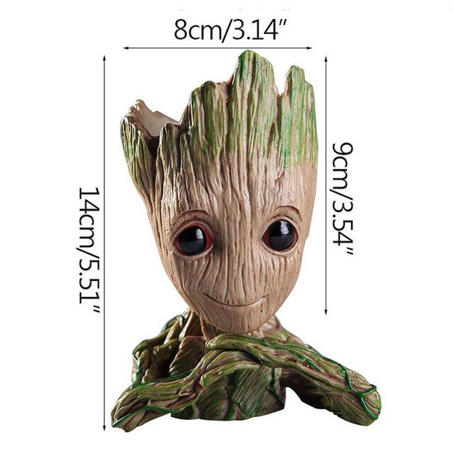 Pot de fleur moderne bébé Groot Pot de fleur stylo Pot jardin blanc plante pot en bois tissu intérieur jardinière succulente Pot bureau: Baby Groot 04