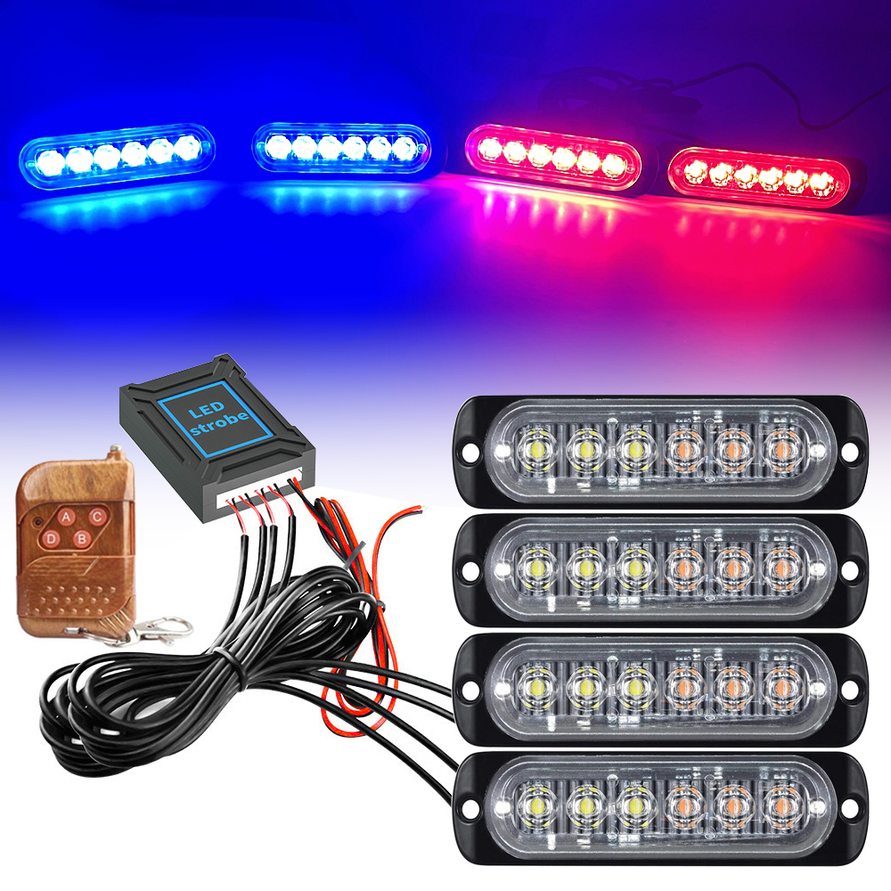 Luz de rejilla delantera para coche, luz estroboscópica de policía ámbar, Control remoto inalámbrico de emergencia, señal de Flash, baliza de bombero, lámpara de advertencia de 12V 24V: changeable