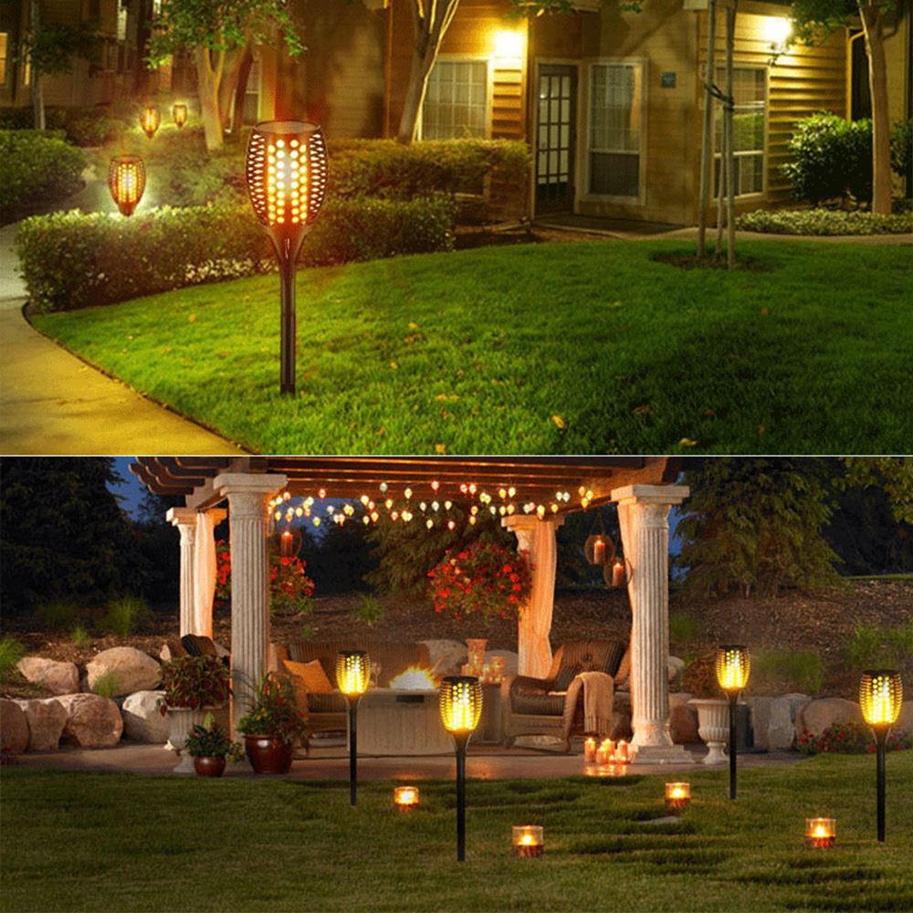 LED Solar Flame Lights Outdoor 12 Led Solar Garden Light Flickering Flame Torches Lamp For Courtyard Garden Balcony