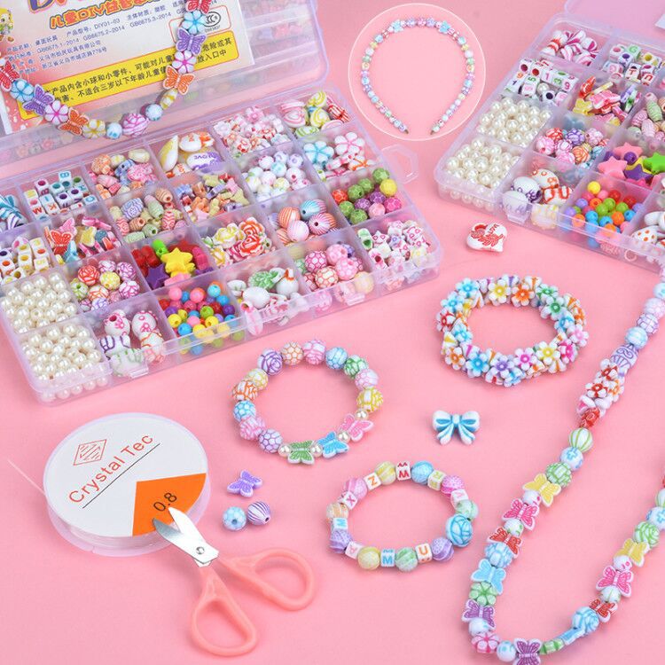 Diy Handgemaakte Kralen Speelgoed Met Accessoire Set Kinderen Creatieve 24 Grid Girl Sieraden Maken Speelgoed Educatief Speelgoed Kinderen