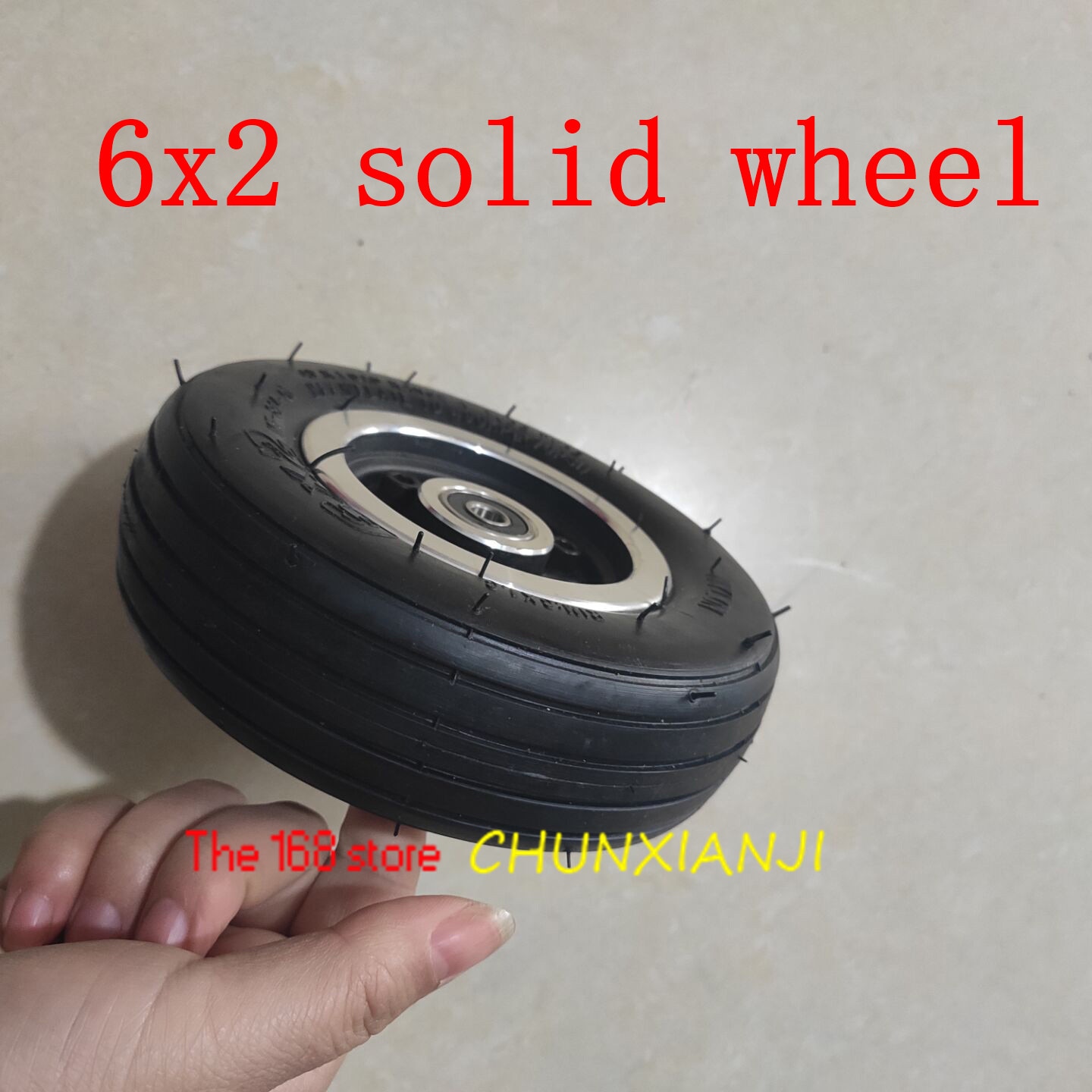 Good 6 Inch Electric Scooter Wheel 6x2 Solid Tire Metal Hub for Trolley Cart Wheel