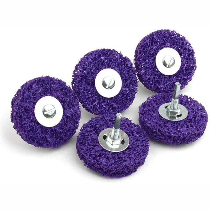 Disco de pulido de amoladora angular de 3 pulgadas para superficie de acondicionamiento, rueda de tira de polietileno con vástago de 6mm para pintura de óxido, elimina la limpieza, 5 uds.