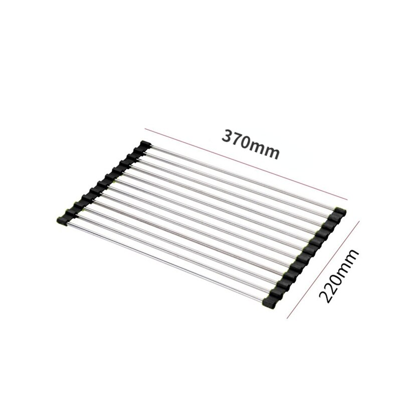 Foldable Dish Drying Rack Stainless Drainer above Sink Storage Organizer Tray Kitchen Accessories organizador de cocina: 370mmx220mm