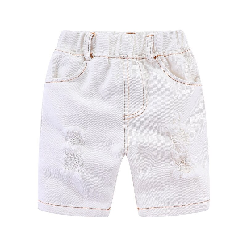 Mudkingdom-Shorts en Denim pour garçons, pour l'été, à la , élastique déchiré à taille solide, pour garçons: White / 5T
