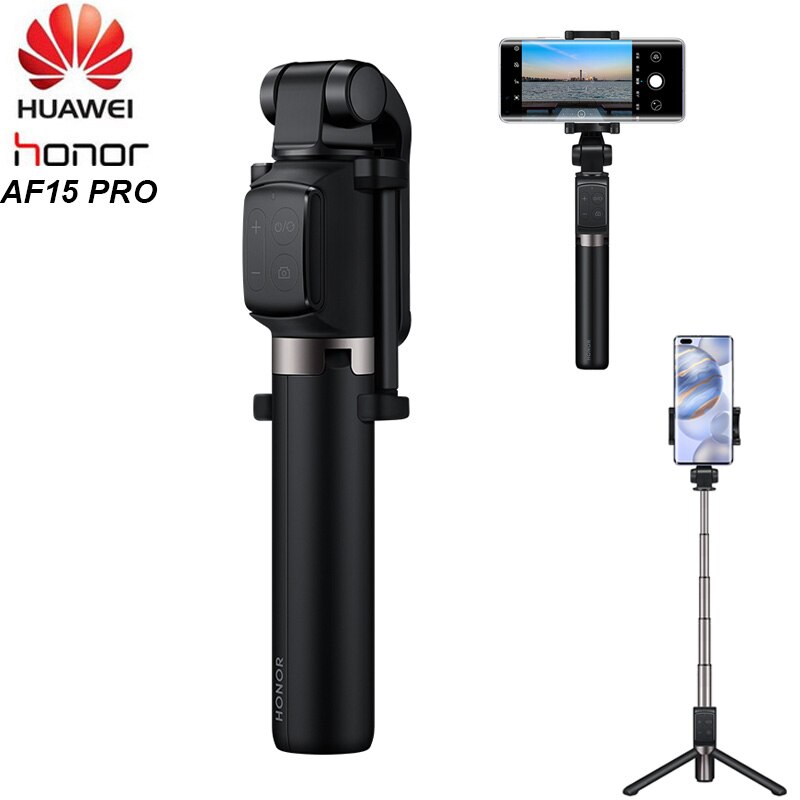 Original huawei honor  af15 pro bluetooth selfie stick tripod bærbar trådløs kontrol monopod håndholdt til ios android-telefon: Sort