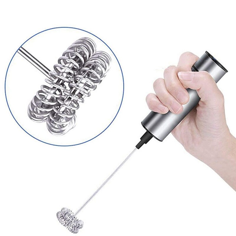 Electric Hand-Held Milk Frother Whisk Stainless Steel Mixing Machine Kitchen Household Operated Foam Maker for Coffee