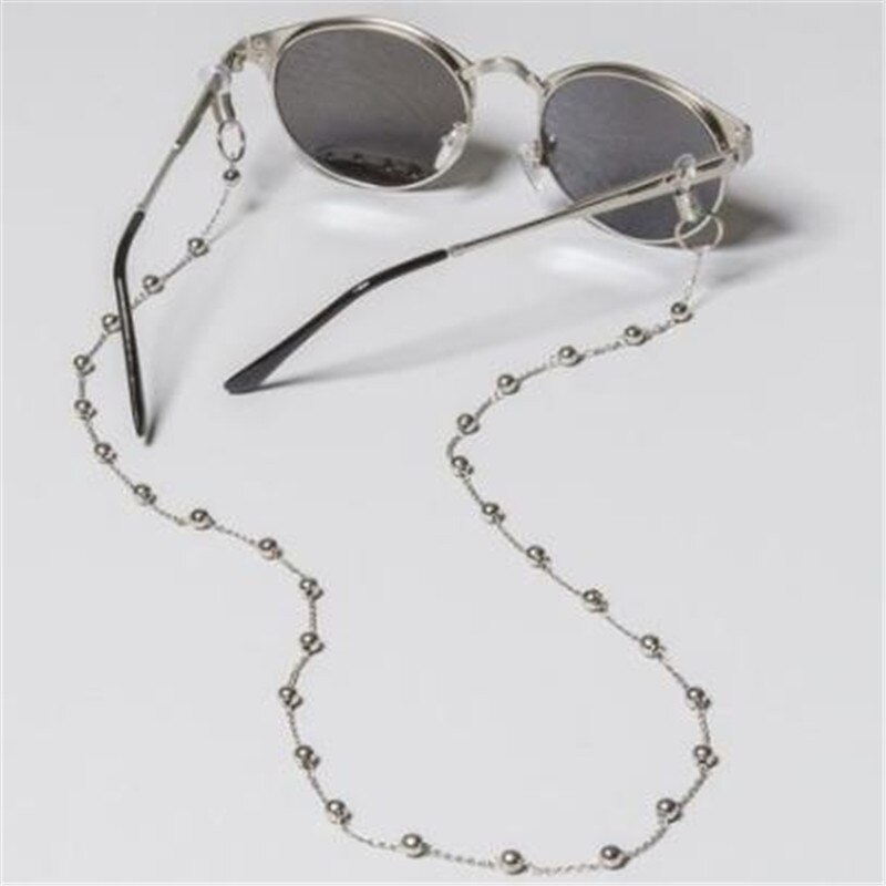 Metalen Kraal Ketting Zonnebril Keten Vrouwen Leesbril Opknoping Hals Ketting Largand Glazen Ketting Brillen Strap: Zilver