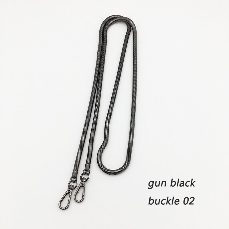 Ersättning guldkedja för väska delar tillbehör silverkedjor axel crossbody väskor för kvinnor lång svart handväska rem bälte: Pistol svart spänne 02 / 6.5 mm