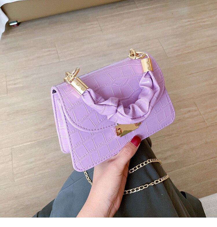 Mode Vrouwelijke Schoudertas Effen Kleur Handtas Messenger Bag Voor Vrouwen Wit/Geel/Zwart/Paars: Paars