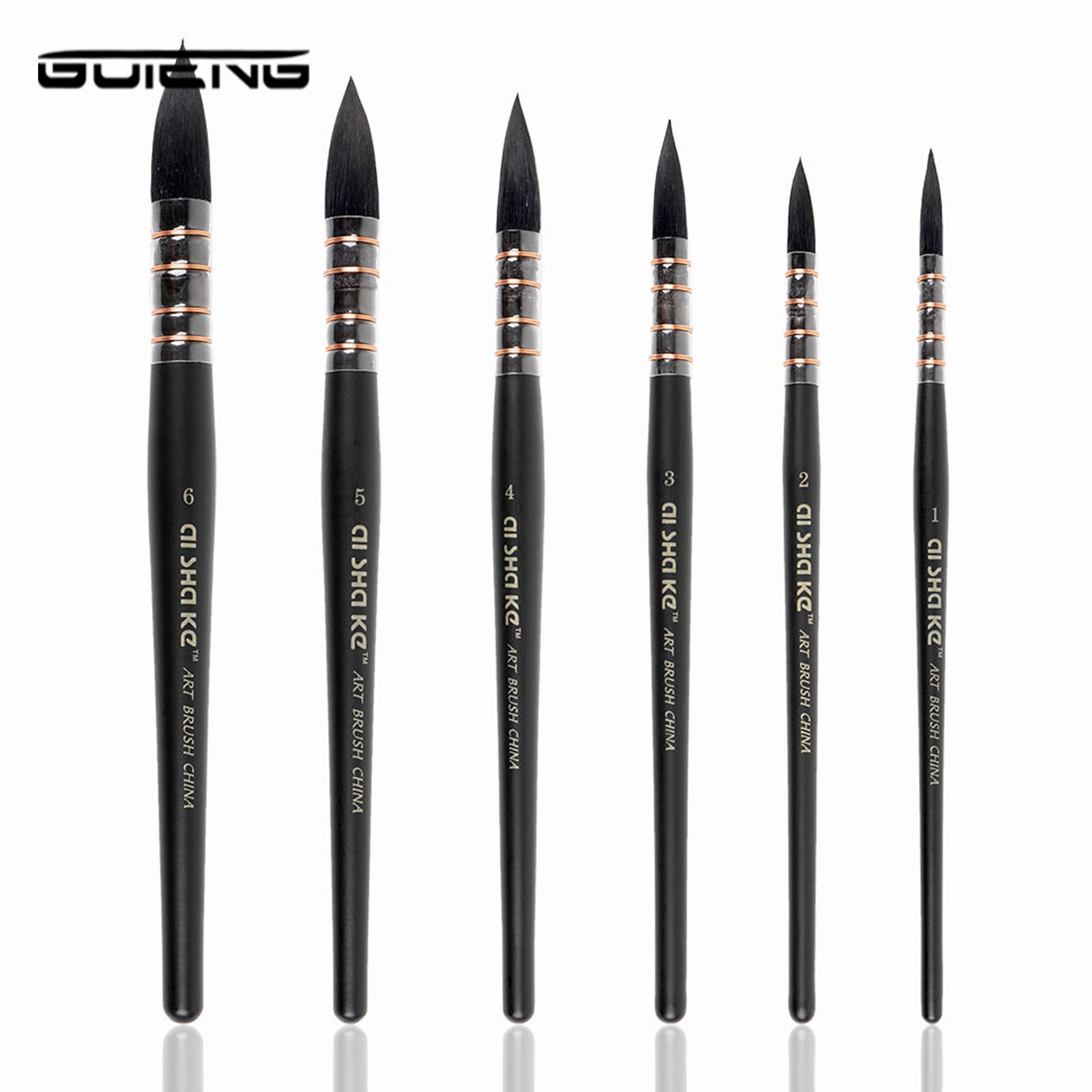 Pinceau d'écriture en bois bleu pour artiste pinceau aquarelle Style français pinceaux de peinture pointus pour fournitures d'art aquarelle: 1pcs Black Number 2
