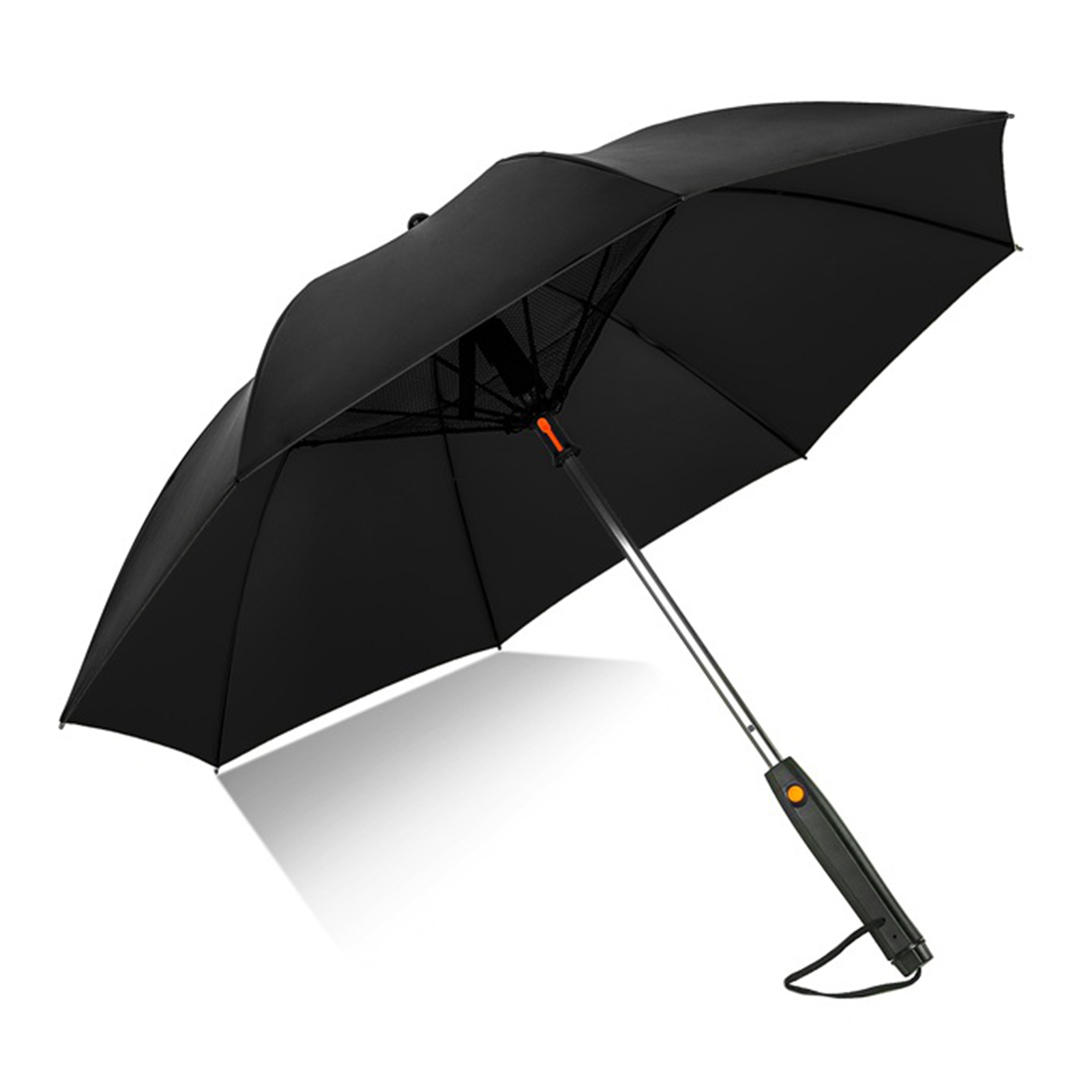 Zonneparaplu Met Ventilator Misting, Draagbare Ventilator Voor 50 + Zon, Verkoelende Paraplu, Zomerkoeler Voor Buitenstrand, Op Batterijen: Black
