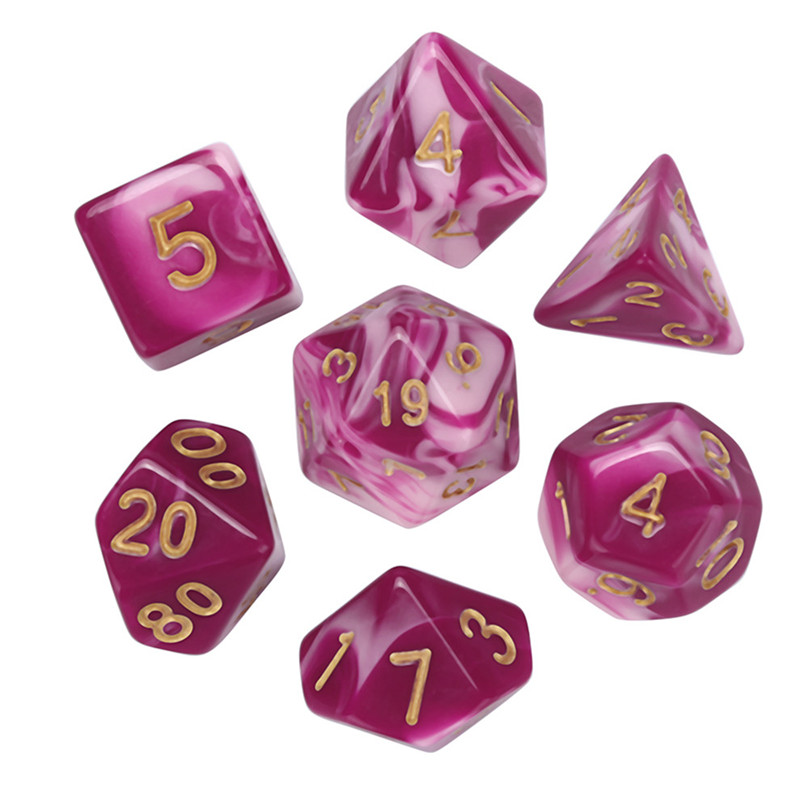 7 stks/set hars Dices D4-D20 Multi Zijdige Acryl Dobbelstenen Voor Game Polyhedral Zijdige Acryl Dices & 4A28: F