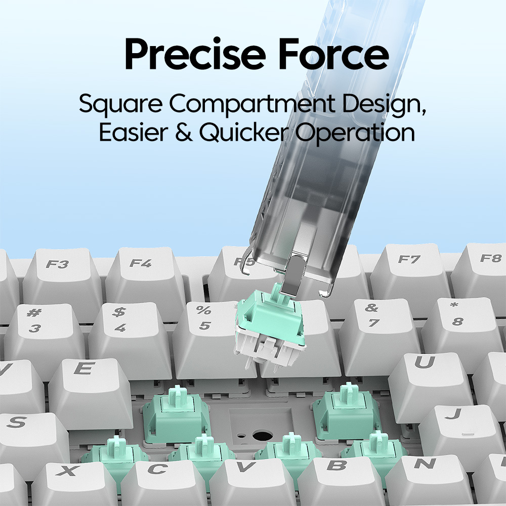 Ściągacz robić przełączników i keycapów 2 w 1, narzędzie robić czyszczenia przełączników klawiatury mechanicznej i klawiatury gamingowej.