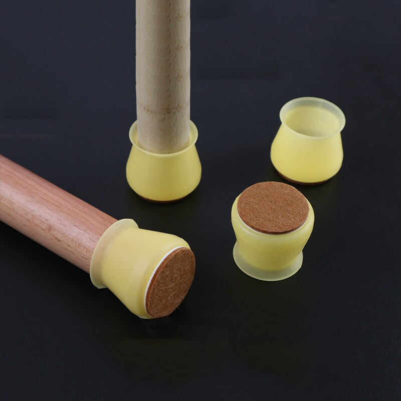 4Pcs Silicon Furniture Leg Protection Cover With Felt Pads Anti-slip Table Feet Caps Chair Leg Floor Protective Mats Home Decor: E