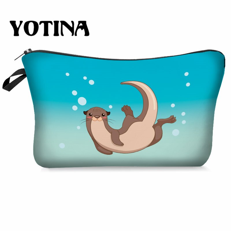 Bolsa de maquillaje Yotina para mujer, bolsa de cosméticos con patrón Multicolor, bolsa de aseo con estampado de llama en 3D, organizador de maquillaje de viaje