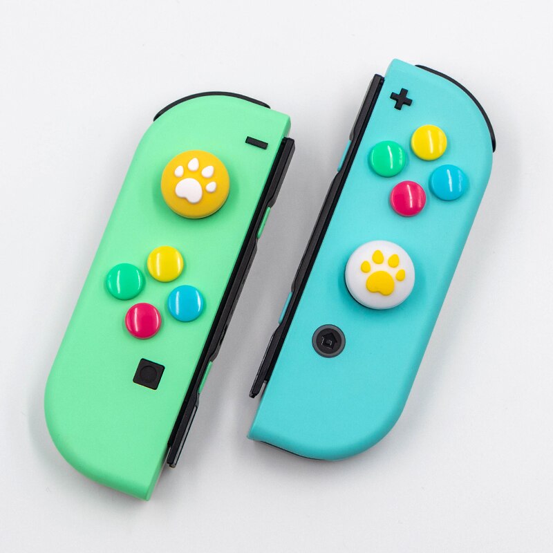 Thumb Stick Grip Cap ABXY Key Sticker Joystick Button Protective Cover Nintend Switch Joy-con Controller Skin Colorful Case: 4