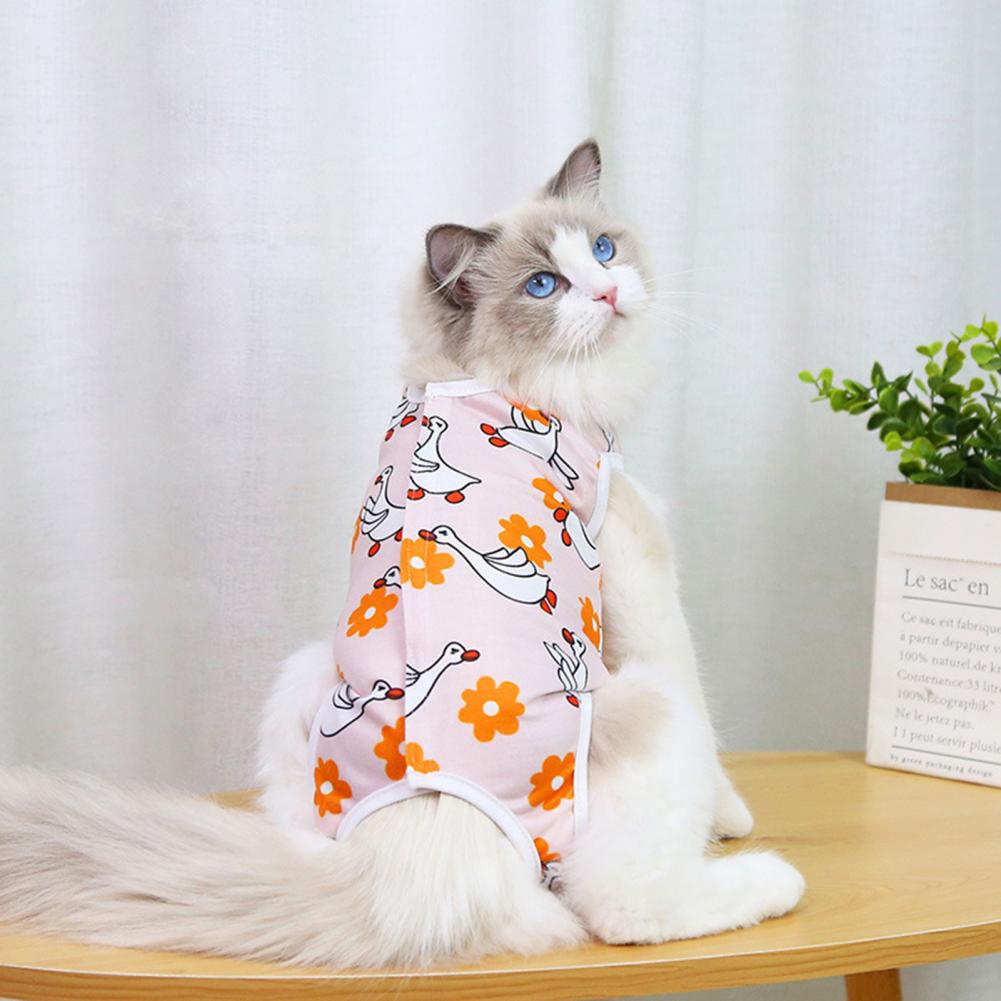 Weiche Kätzchen Bodysuit Katze Entwöhnung Anzug Druck vier-auf Beinen Anti Lecken Postpartale Tuch Nach der Betrieb Erholung Anzug für Haustier