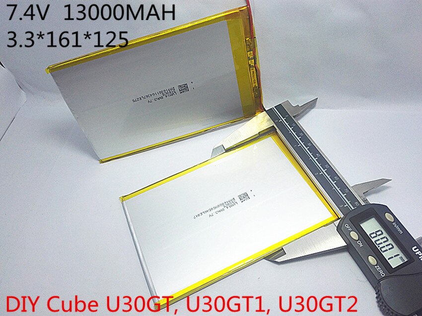 7.4 V 13000 mAh Tabletten Batterijen DIY U30GT, U30GT1, u30GT2 dual vier-core tablet pc batterij 33161125 Grootte: 3.3*161*125mm