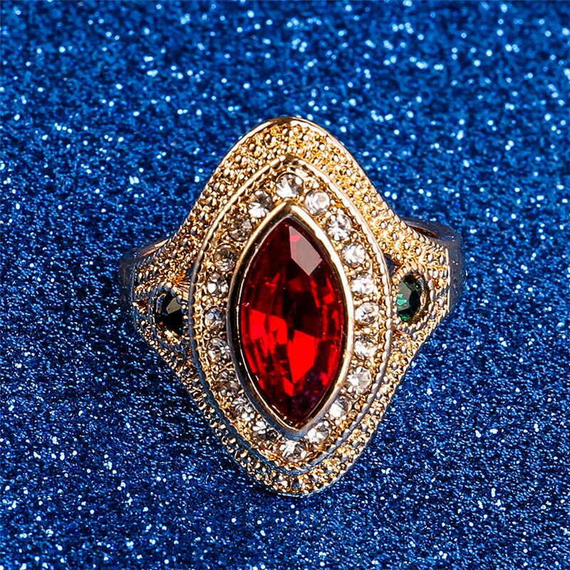 Bagues de fiançailles ovales bohème pour femmes, bijoux en or, Vintage, cristal vert, bagues de déclaration, pour dames