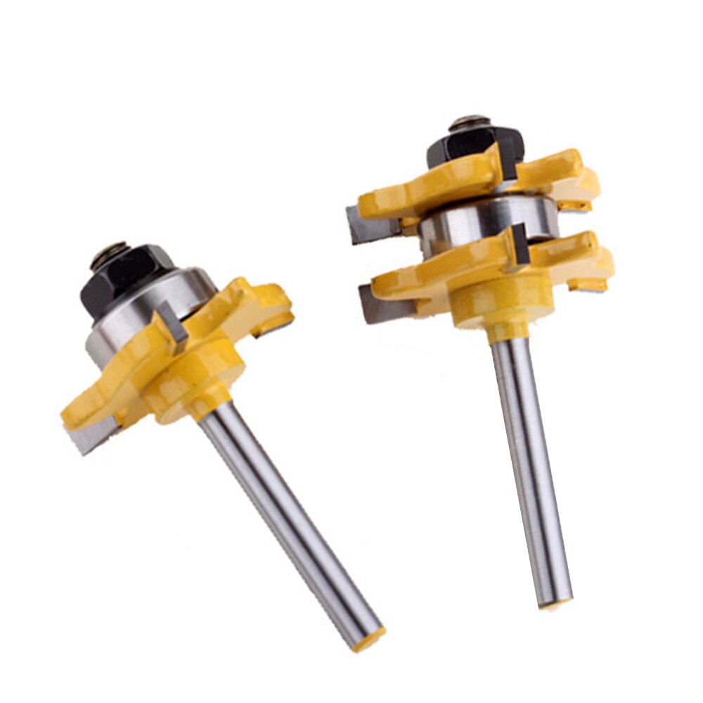 Dizainlife 2 Pcs 6/8Mm Schacht Hout Frees Frees Set Tong & Groef Gezamenlijke Montage T-Slot Frees Houtbewerking