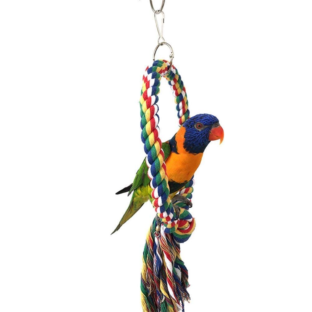 2 stk fugl træ hængekøje hængende legetøj bomuld reb ring gynge aborre til papegøje parakit cockatiel conure kakadue