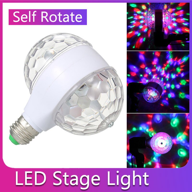 Bombilla LED RGB E27, colorida, giratoria, luz brillante para fiestas, lámpara de discoteca para niños, iluminación para juegos, lámparas de techo atmosféricas