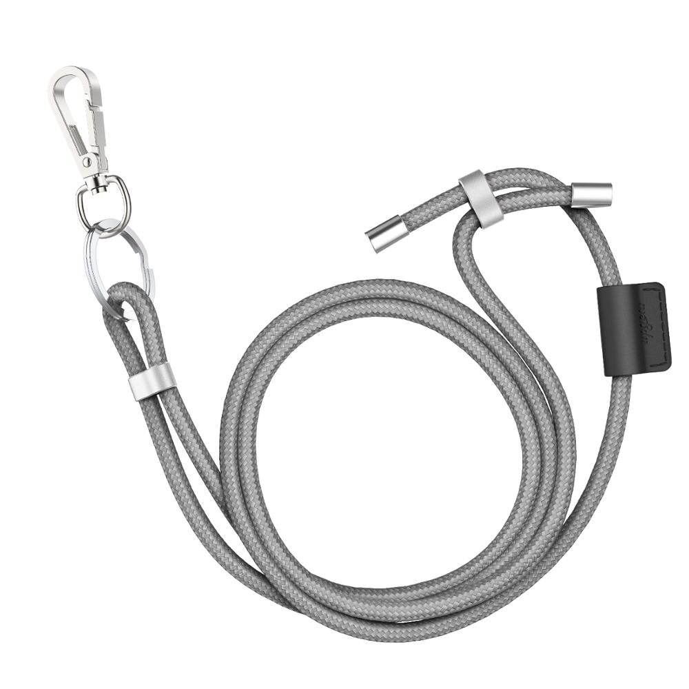 Correas para llavero DIY, cordón colgante de 1,5 m para teléfono móvil, correa de cuello para tarjeta de identificación, sujección de insignia y USB de llavero: Plata / Gris