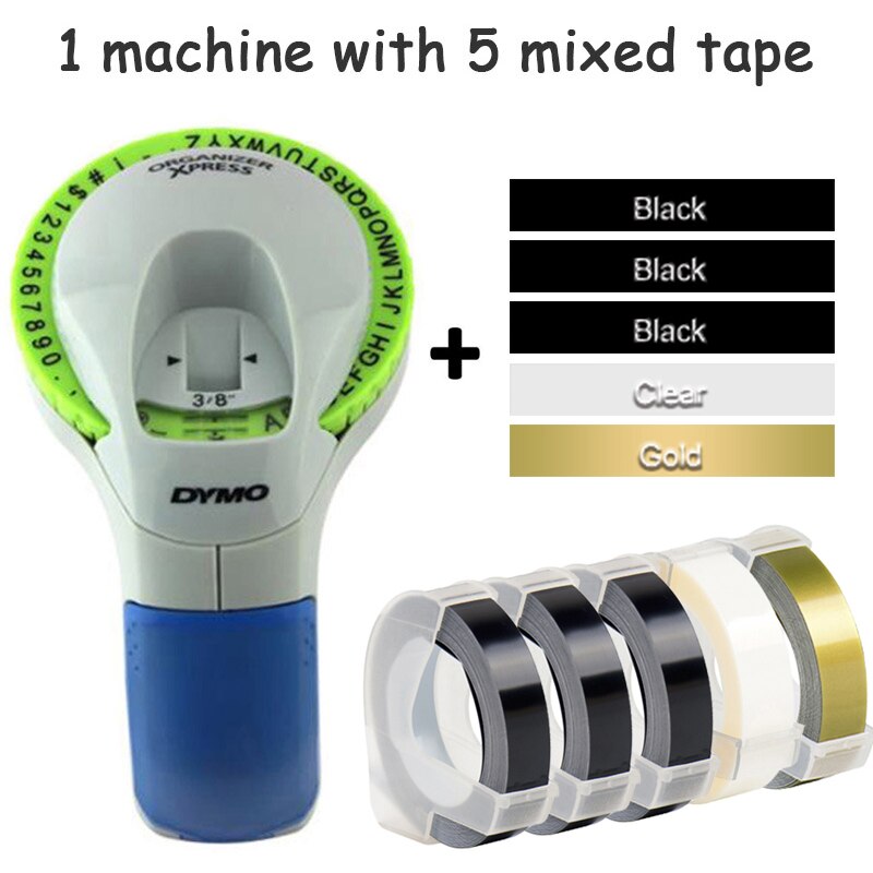 Combination of Machine and Ribbon Dymo 12965 Manual Label Maker Diy Embossing Label Printers for 9mm 3D Embossing Label Tapes: 12965 -E