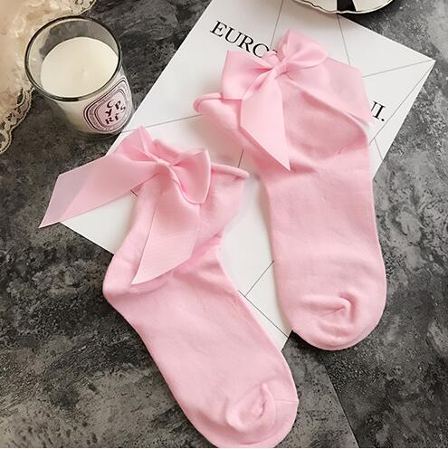 De calcetines de lazo Streetwear mujeres corta de calcetines de Color caramelo Pantalón corto con contraste de Color Sockings señoras Bowknot Sox 1 pares/2 uds: 8