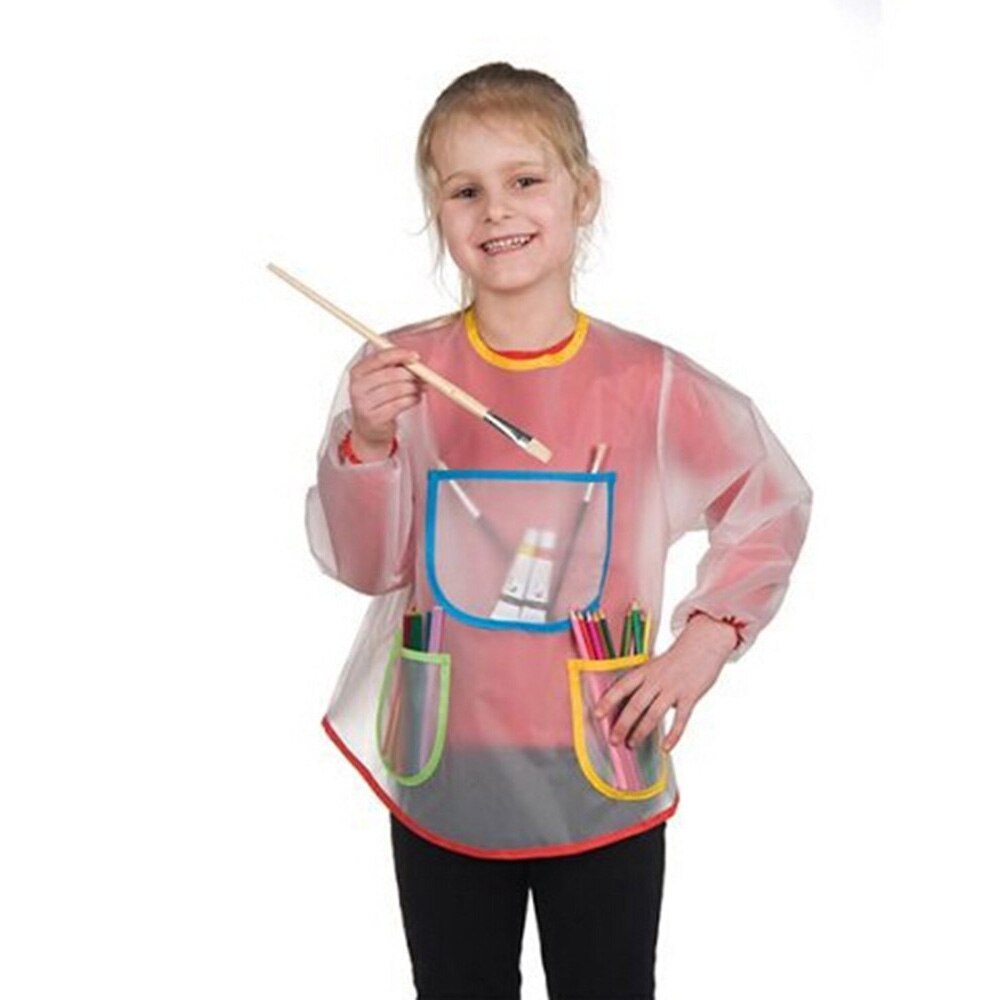 Niños impermeable manga larga 3 espacioso bolsillo pintura delantal