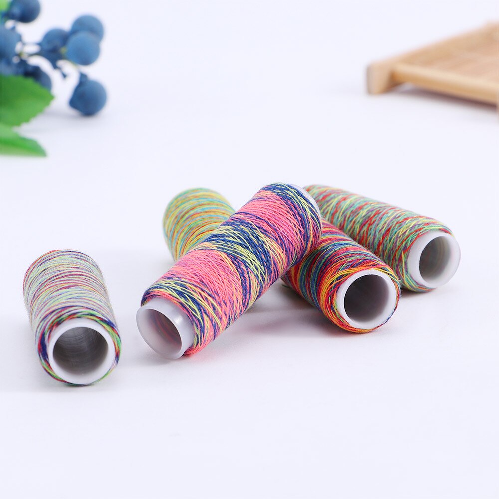 5Pcs Rainbow Color Sewing Thread Polyester Fiber Embroidery Sewing Thread Home DIY Sewing Accessories Supplies