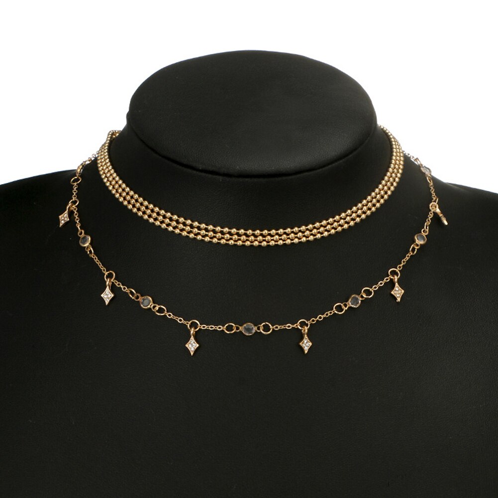 Collares con colgante multicapa bohemio para mujer, colgante de cristal chapado en oro , cadenas, de joyería, 1 ud.