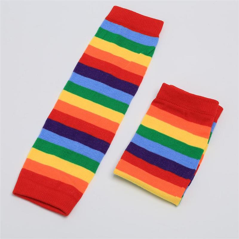 1 pares Rainbow Stripes Meias Protectores de Inverno Da Menina do Menino Da Criança Do Bebê Crianças Perna Mais Quentes Bonito Colorido de Alta qualidade Ensolarado