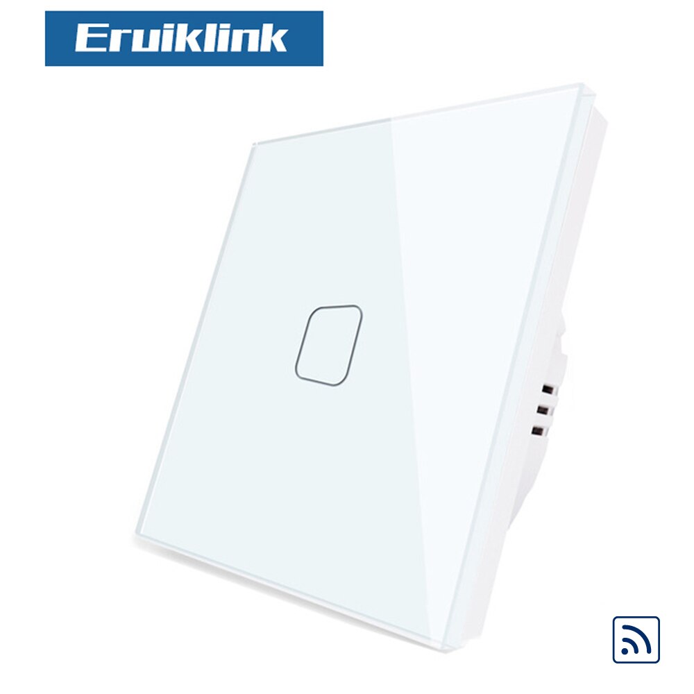 Eu / dk standard fjernbetjeningskontakt 1 gang 1 vejs  , rf433 trådløs fjernbetjening touch light-kontakt til smart home: Hvid kontakt