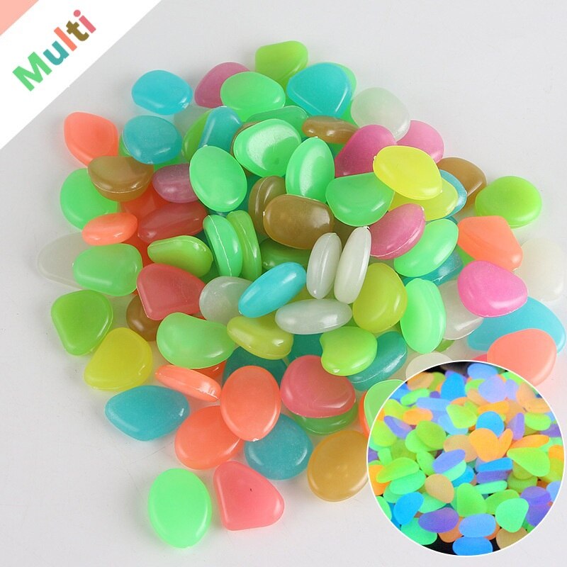 50PCS/lot Glow in the dark pebbles for garden decoration patio luminous stones for aquarium garden ornaments Fish Tank rock: multicolor