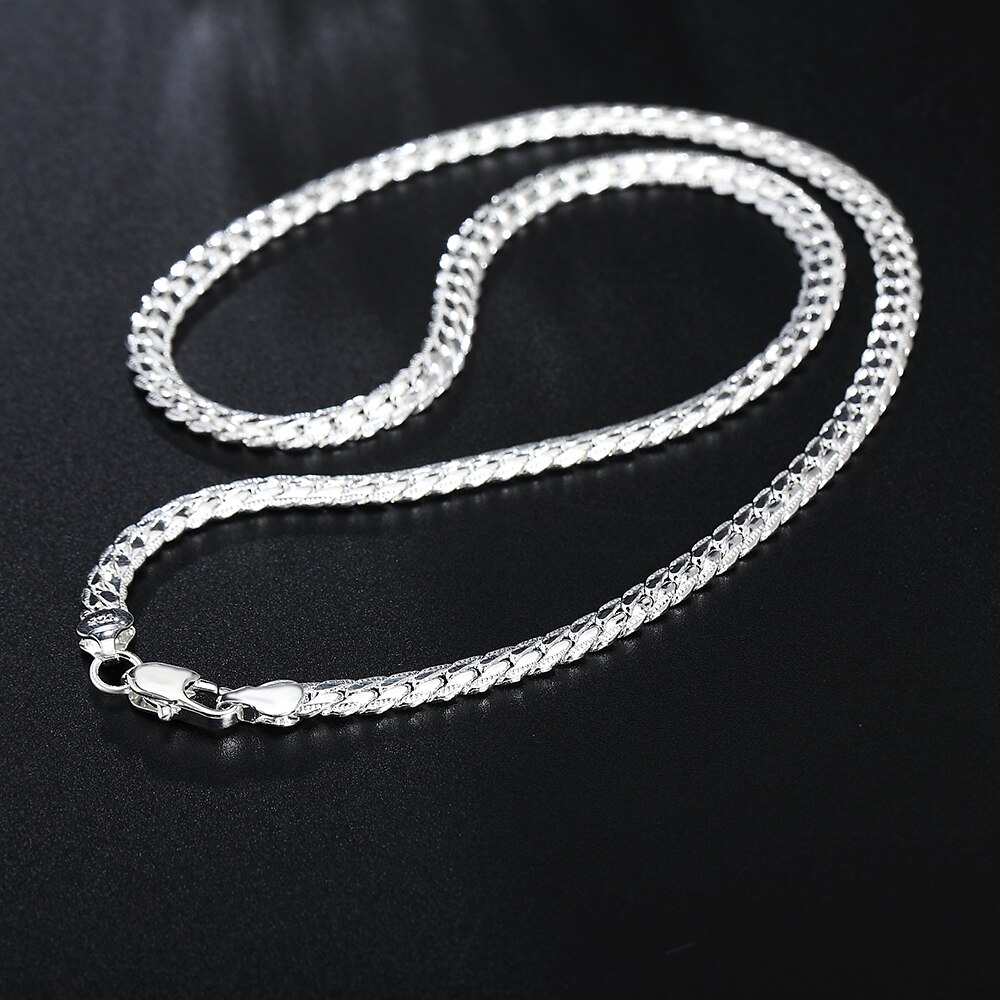 925 Silver Necklace 5MM Sideways Men&amp;Women Necklace Wedding Wedding Jewelry