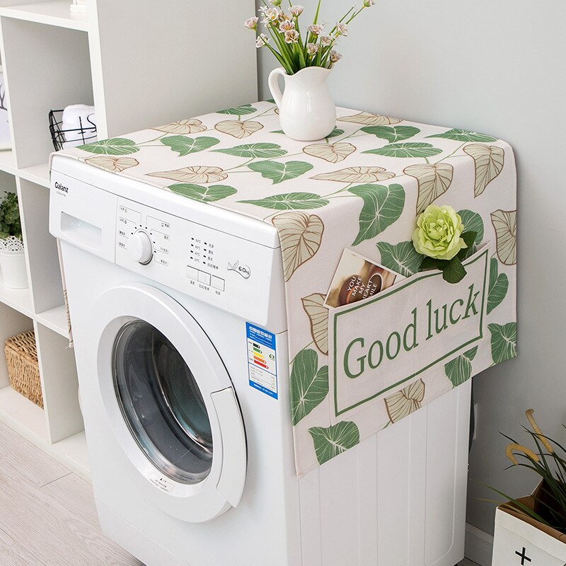 Nordisk grøn plante vaskemaskine dække køleskab mikroovn bomuld linned vandtæt dækning: 8