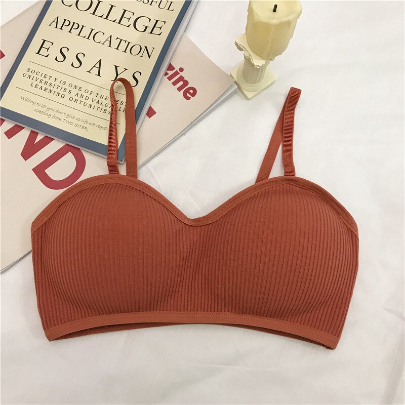 Svokor tube top lingerie halve cup naadloze push-up bh's voor vrouwen elasticiteit zacht ondergoed tienermeisjes wilde bh koreaanse versie: Baksteenrode damesbeha