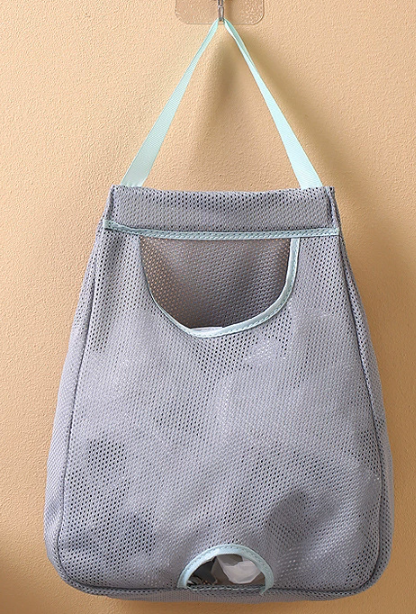 Soporte de bolsa de plástico, dispensador de bolsas de basura, bolsas de plástico para comestibles, soporte grande para bolsas de comestibles, almacenamiento colgante de malla transpirable: Verde claro
