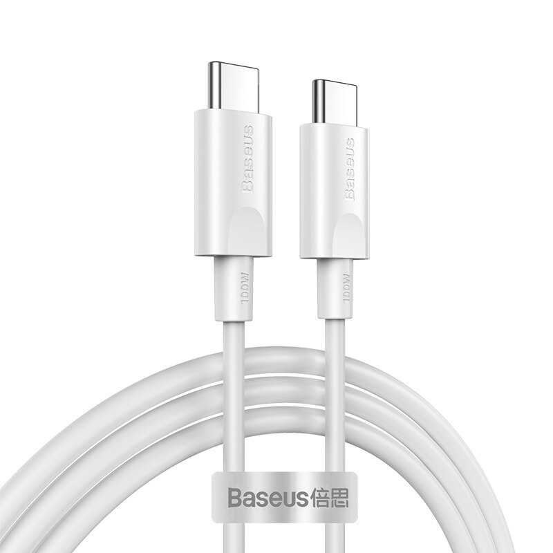 Baseus usb type c-kabel 5a snel opladen voor samsung xiaomi mobiele telefoon usb-kabel voor oplader en datakabel 100w snel opladen usb-kabel: Wit
