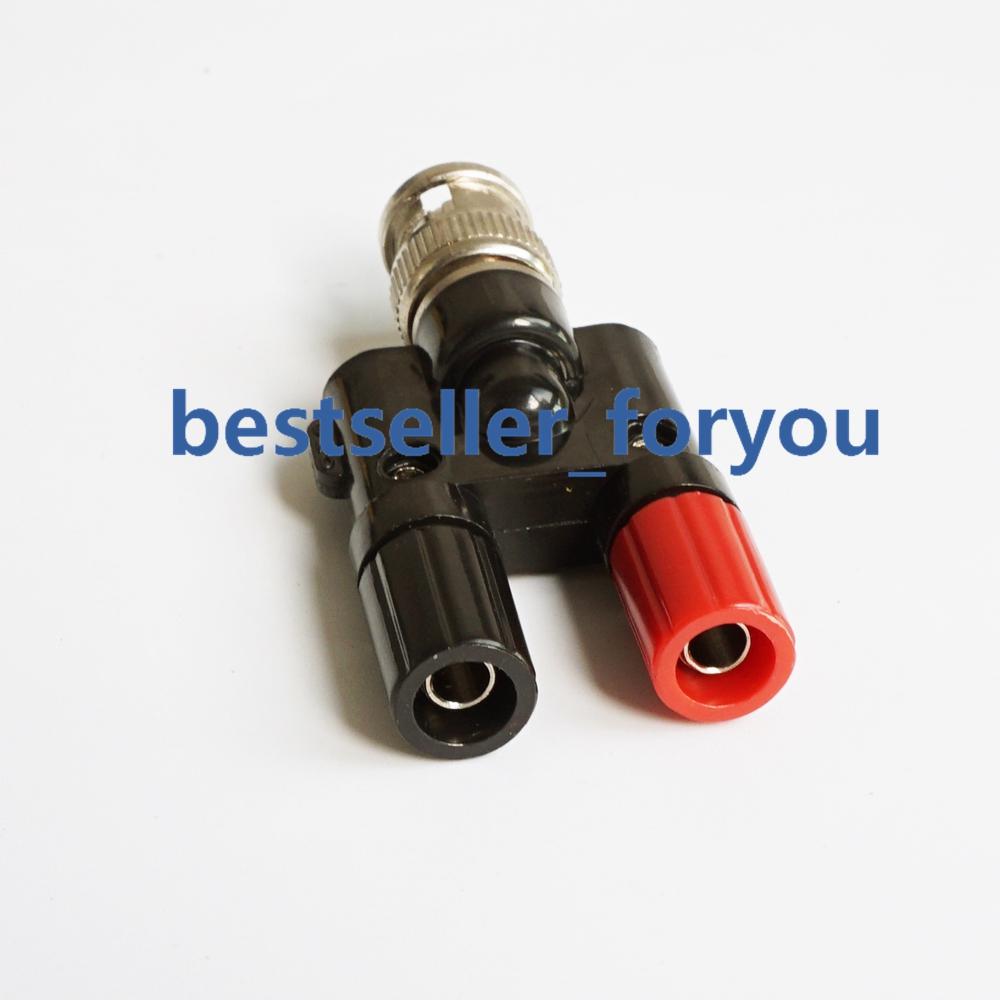 1Pcs BNC male to two dual 4mm Banana binding post jack connector Adapter 1M2F