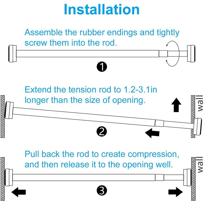 Shower Curtain Rod, Adjustable Tension Spring, Shower Curtain Rod Tension