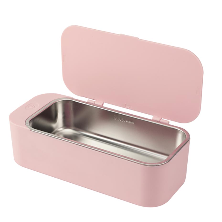 Ultrasonic Cleaner Stainless Steel Washing Bath Machine Glasses Jewelry Watch Denture Mini Ultrasound Wave Cleaning Tank: Pink / EU