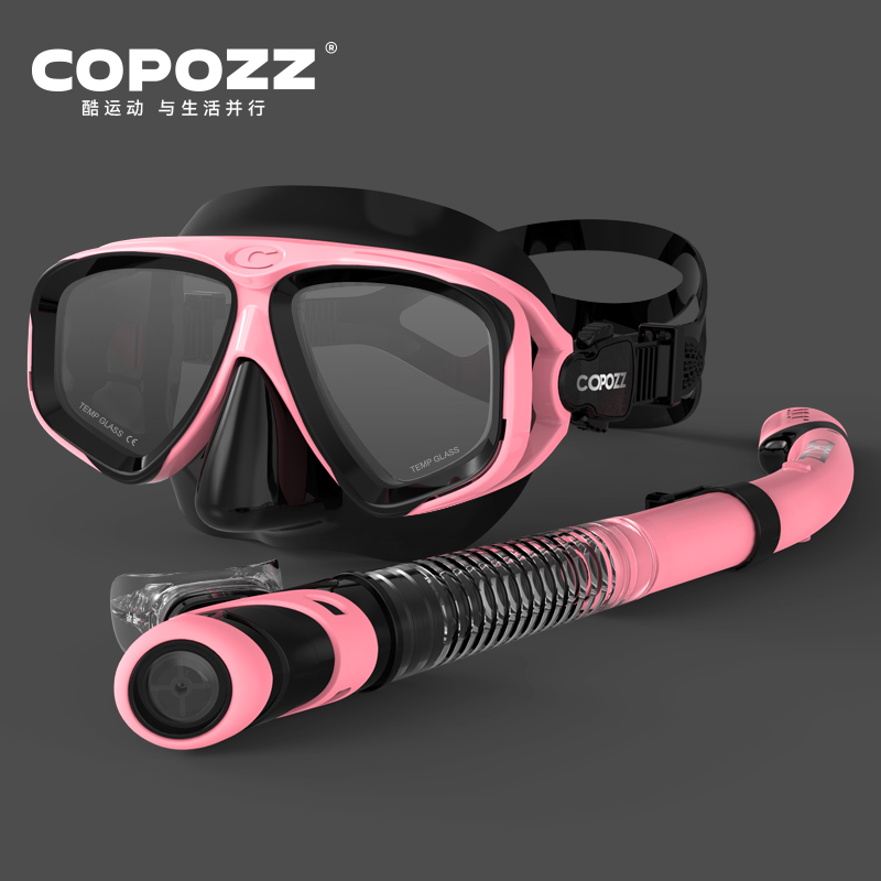 COPOZZ-mascarilla de buceo , sin empañamiento, snorkel, gafas de buceo, sello, máscara de vidrio templado para buceo, gafas para hombres y mujeres: Rojo